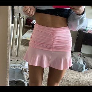 Pink ruched skirt
